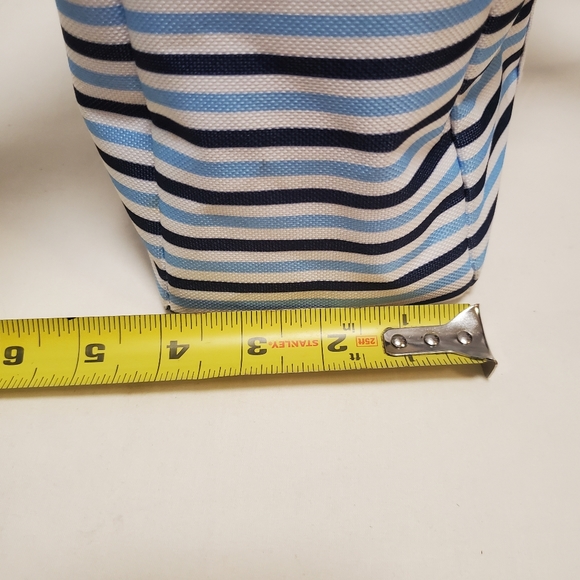 Estee Lauder Medium Tote Bag Stripe Blue White Navy Lined Pink Polyester Canvas - Picture 10 of 10